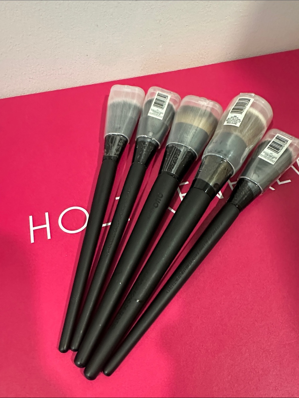 Set of 5 Black Makeup Brushes - Professional Face Brush Kit